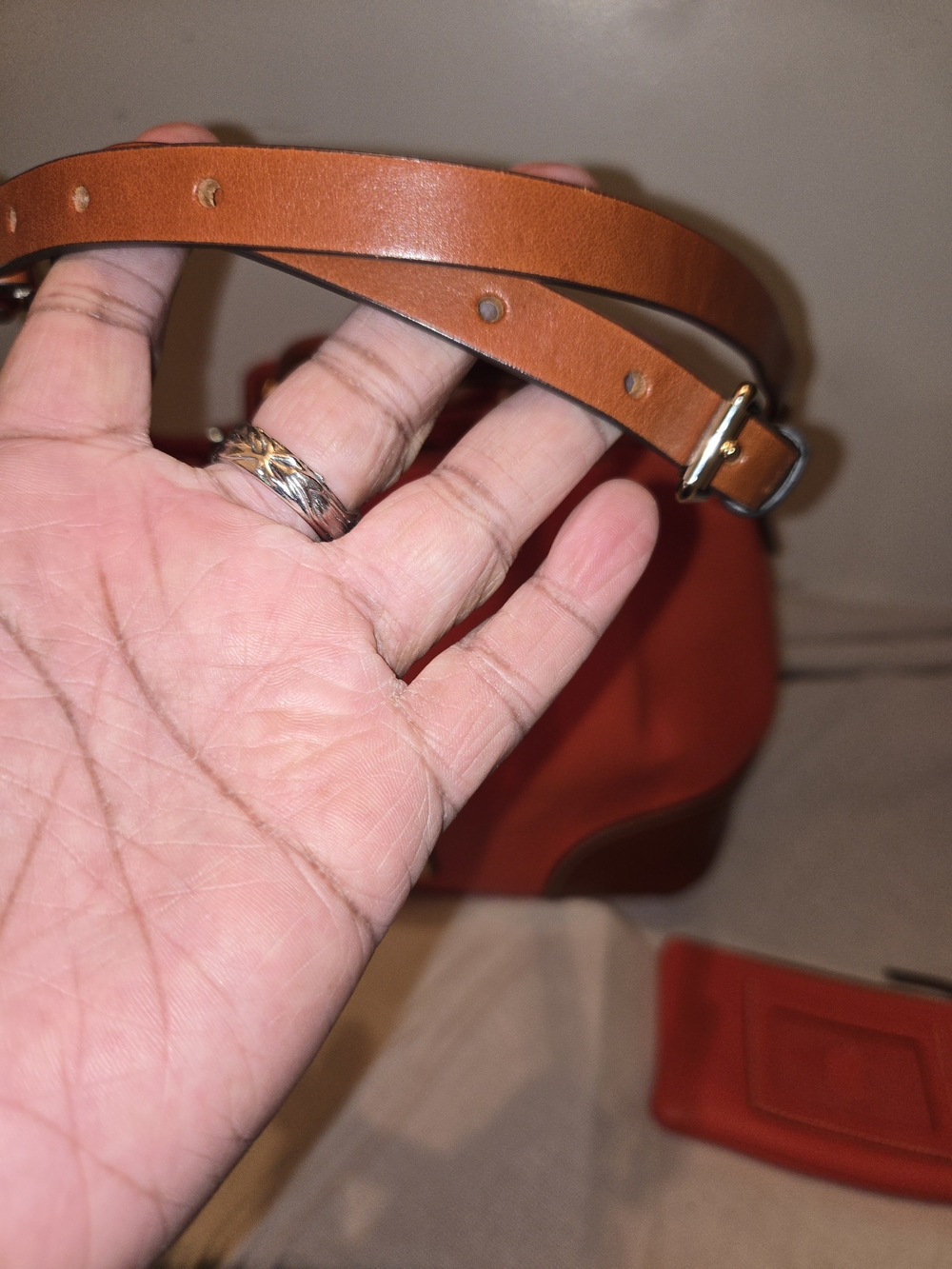 Dooney & Bourke Orange Pebbled Leather Satchel with Matching Pouch - Picture 7 of 8